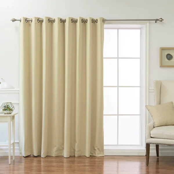 Aurora Home Wide Fire-Retardant Grommet 84-inch Blackout Curtain Panel - 100x22W x 84x22L - Biscuit