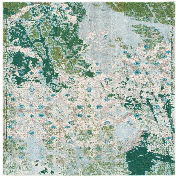 Safavieh Monaco Apollo Modern Abstract Rug - 6&7x22 x 6&7x22 Square - Green/Turquoise