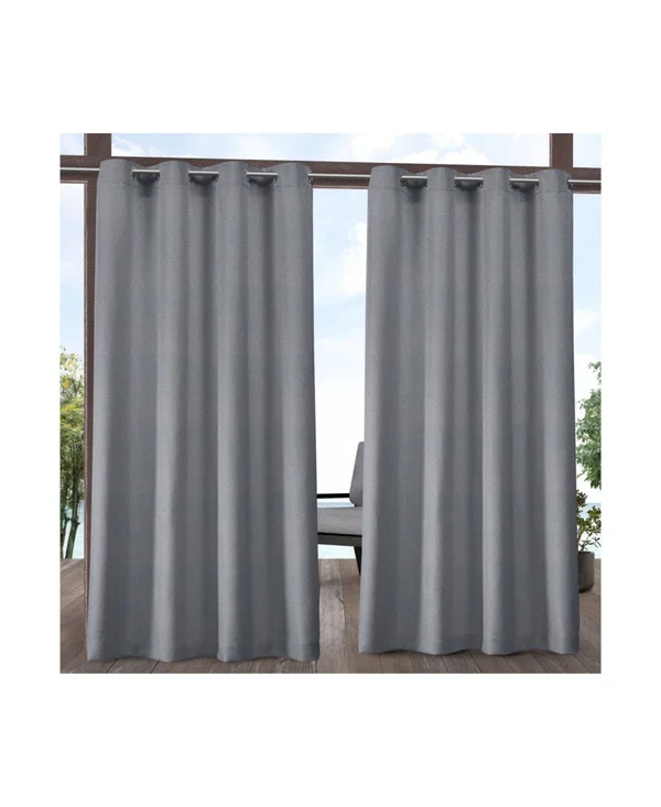 Exclusive Home Biscayne Indoor/Outdoor Grommet Top Curtain Panel Pair Navy