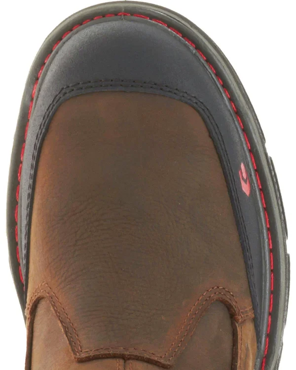 Wolverine Mens Brown/Black Leather Overman WP 10in EH Work Boots, 14