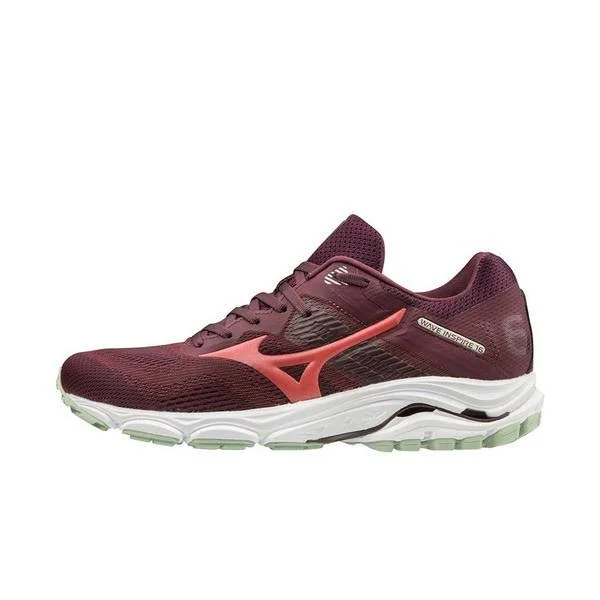 Mizuno - Women's Wave Inspire 16 Running Shoe - Mauve Wine-Cayenne, Size 12