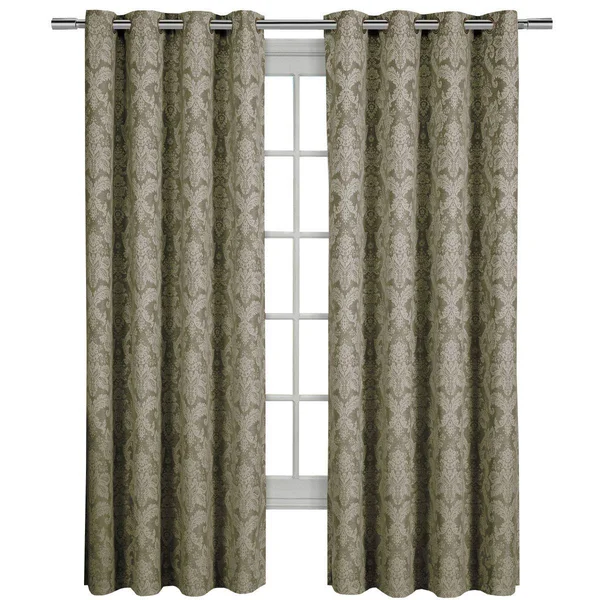 Royal Hotel Blair Sage Top Grommet Jacquard Window Curtain PANEL, Set of 2 Panels, 108x84 Inches Pair