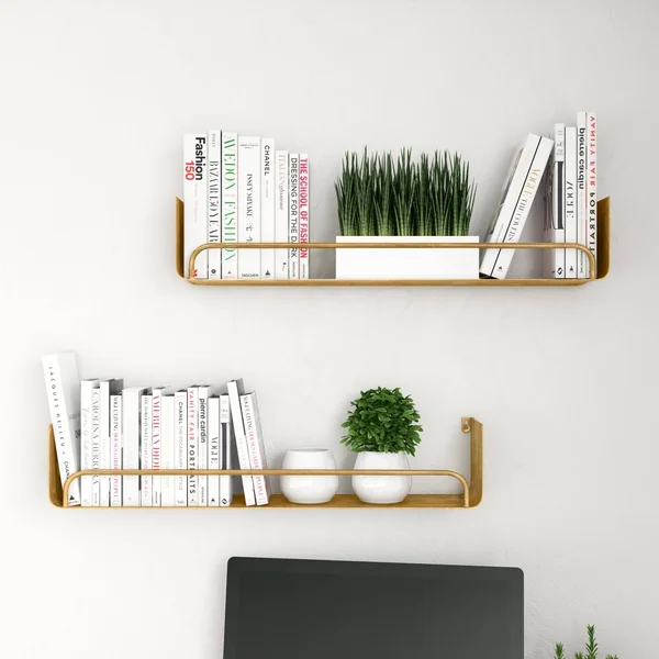 Carson Carrington Lacktorp Modern Wall Shelf (Set of 2) - 5.5x22H x 28x22W x 5.5x22D - Gold