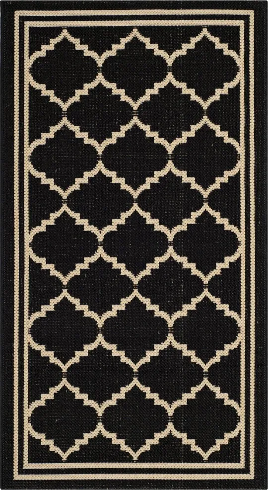 Safavieh Courtyard Black Indoor Outdoor Rug - 6&7x22 x 9&6x22