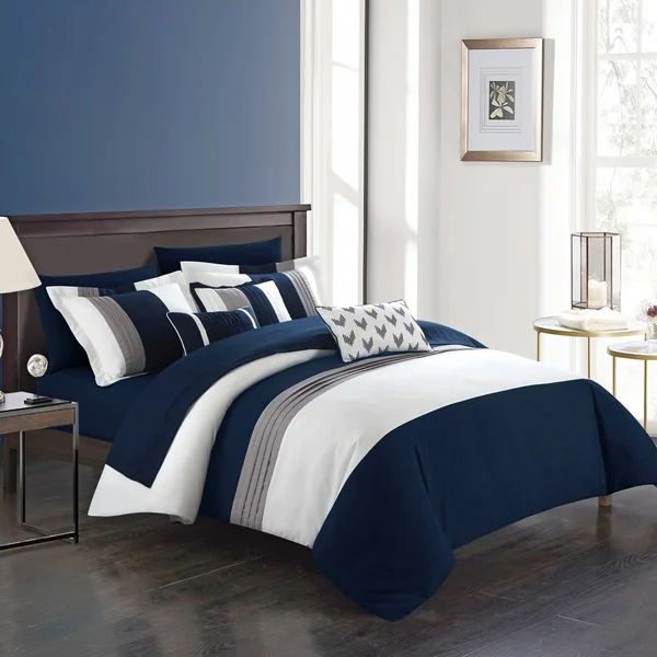 Chic Home 10 Piece Ayelet Comforter Set - King, Black
