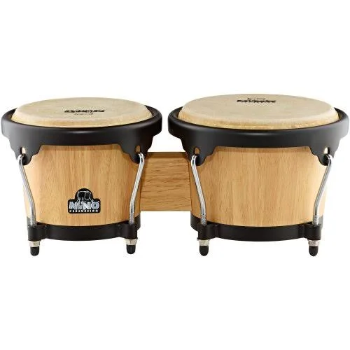 Nino Wood Bongos Natural with Black Hardware