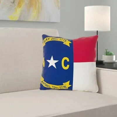 Centers North Carolina Flag in, Polyester/Throw Pillow-No Zipper-Outdoor East Urban Home Size: 18x22 x 18