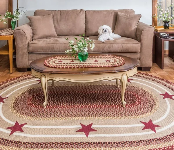 Earth Rugs 88-35-357BS Burgundy Stars Oval Patch