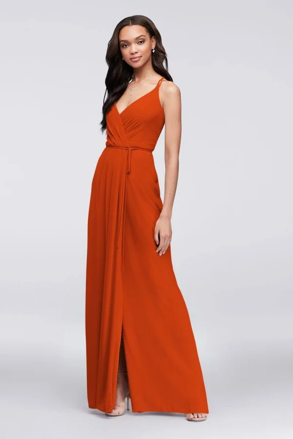 David&s Bridal Double-Strap Long Georgette Bridesmaid Wrap Bridesmaid Dress - Sienna, 26