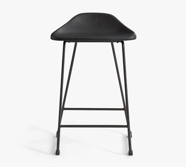 Pottery Barn Brenner Counter Stool - Black Leather