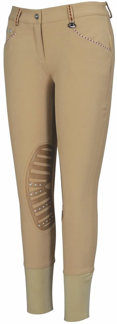 Equine Couture Stars and Stripes Knee Patch Ladies Breeches, Safari