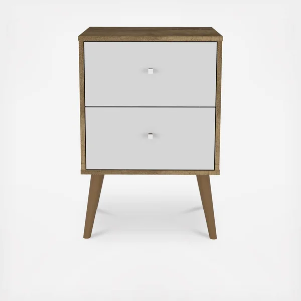 Manhattan Comfort Liberty Rustic Brown and White Nightstand, 204AMC96