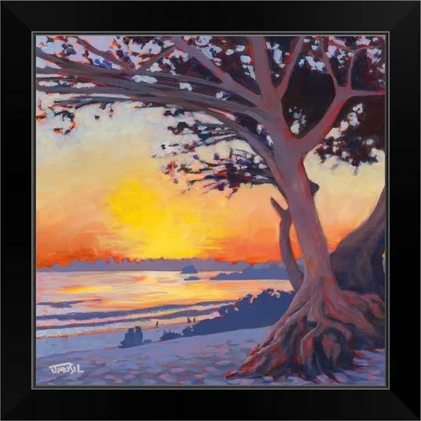 Carmel Beach, Black Framed Wall Art, 16x16, Great Big Canvas