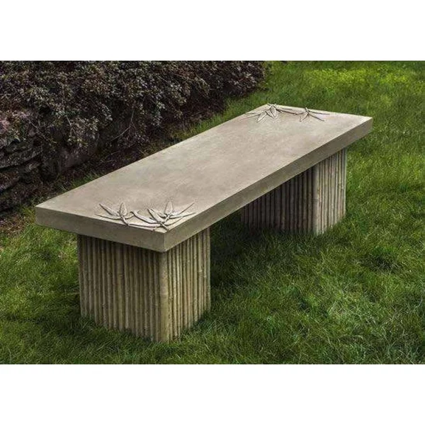 Campania International Sagano Cast Stone Backless Garden Bench Brownstone
