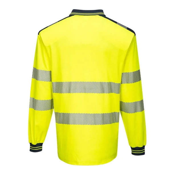Portwest PW3 Hi-Vis Polo Shirt Long Sleeve T184, Orange/Navy, L