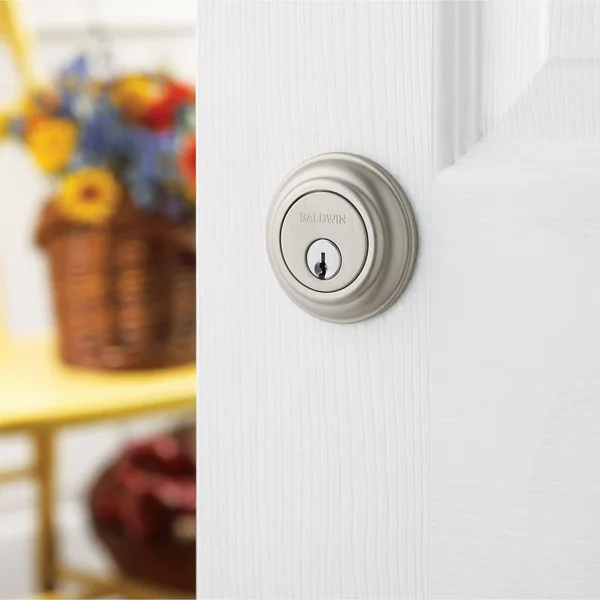 Baldwin 8232056 Lifetime Satin Nickel Traditional Style Double Cylinder Deadbolt