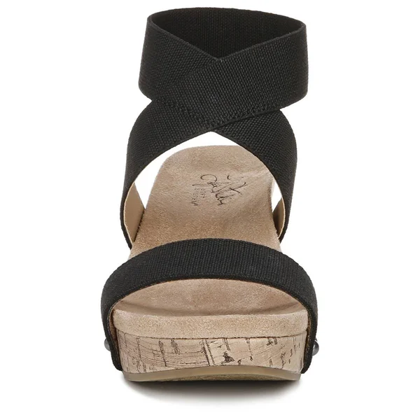 LifeStride Del Mar Women's Wedge Sandals, Size: 9.5 Wide, Black
