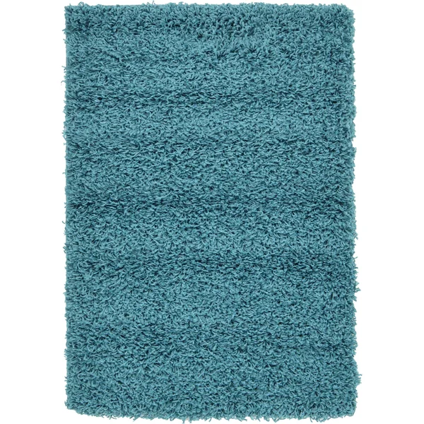 6&x9& Solid Shag Rug Aqua Blue - Unique Loom