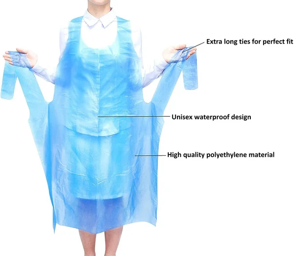 1000 Pack Blue PE Aprons 28 x 46 Inches2 Mil Disposable Polyethylene Aprons. Unisex Waterproof Workwear. Blue Protective Uniform
