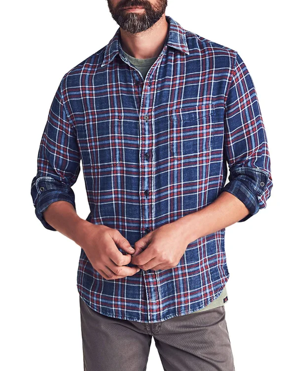 Faherty Men's The Reversible Shirt - Washed Indigo XXL