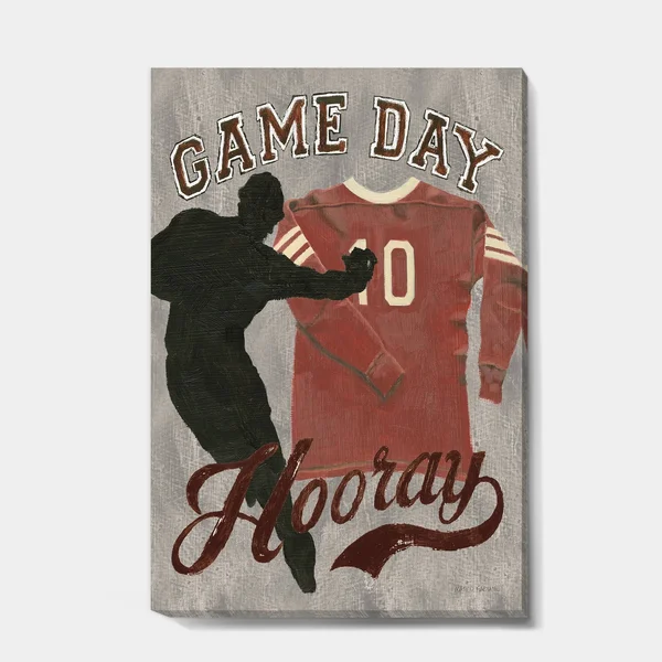 Designart 'Football Game Day IV' Vintage Sport Premium Canvas Wall Art - Black - 30 in. Wide x 40 in. High