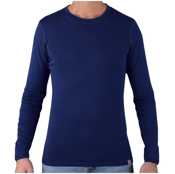Meriwool Mens Merino Wool Midweight Baselayer Crew - Navy/XL