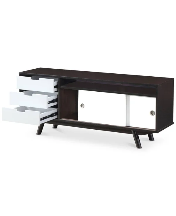 Modern Wood Veneer 55x22 TV Stand with Sliding Doors Wenge Techni Mobili