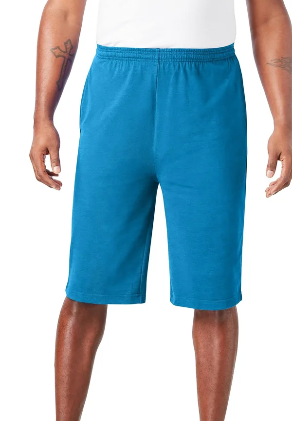 Men's Big & Tall Lightweight Extra Long Shorts by KingSize in Blue (Size L)