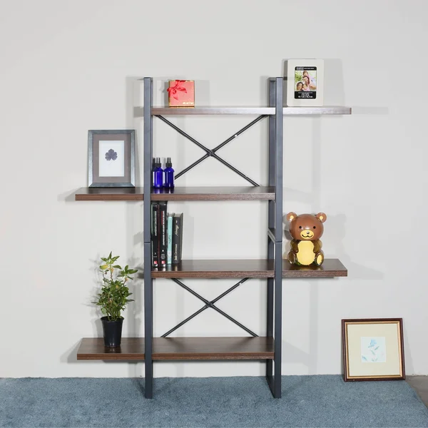 4 Shelf Display Bookcase by Davee Furniture Inc - Size: 56.69 H x 47.24 W x 11.34 D, Brown