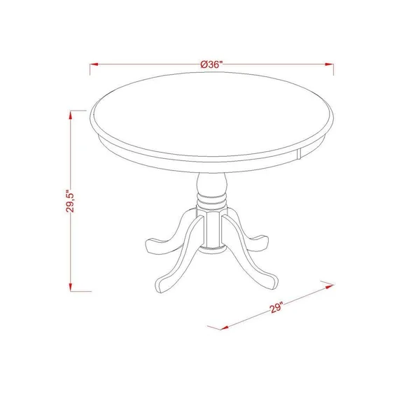 East West Furniture Anip5-mah-w 5pc Round 36 inch Kitchen Table and 4 Wood Seat Dining Chairs