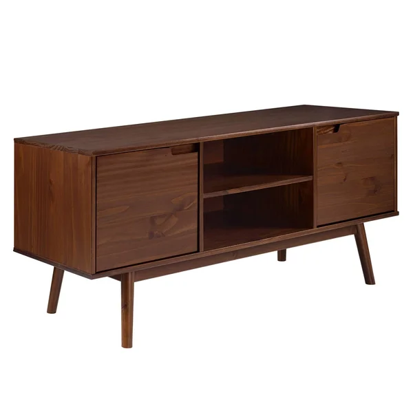 Diane Solid Wood Mid-Century Modern TV Stand for TVs Up to 65x22 Walnut - Saracina Home