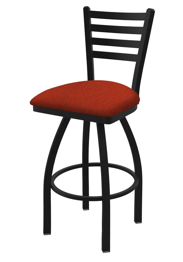 Holland Bar Stool 410 Jackie 30x22 Swivel Bar Stool with Black Wrinkle Finish and Graph Poppy Seat