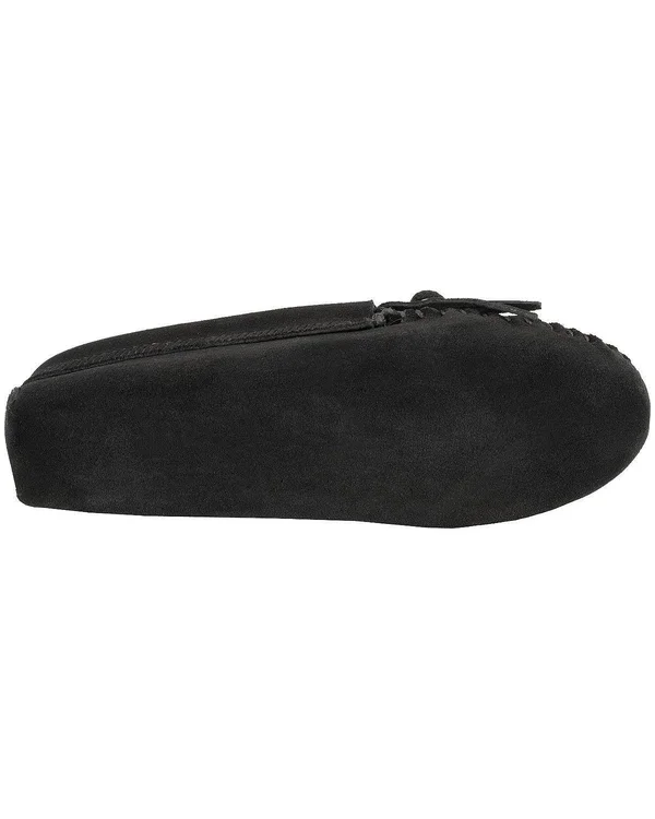 Women's Minnetonka Thunderbird Soft Sole Suede - Size: 6, Black