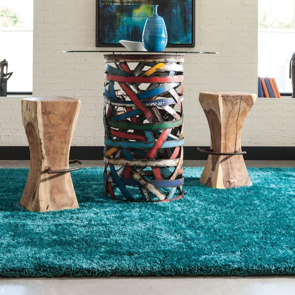 Style Haven Indoor Teal Shag Area Rug, Size: 5& x 7&, Blue