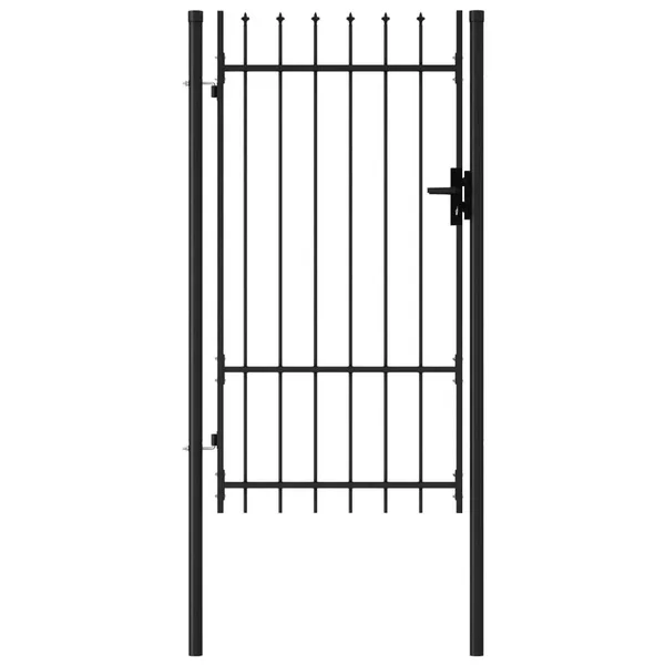 vidaXL Fence Gate Single Door with Spike Top Steel 3.3&x5.7& Black