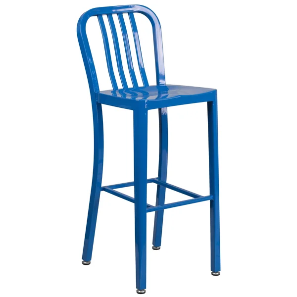 Lancaster Home Metal Indoor/Outdoor Slat Back Barstool - White