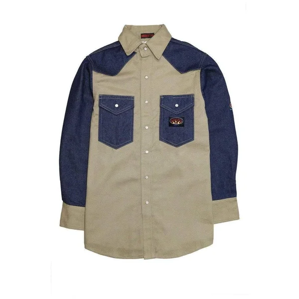 Rasco FR Two Tone Work Shirt 4XLT - Denim-Brown Duck