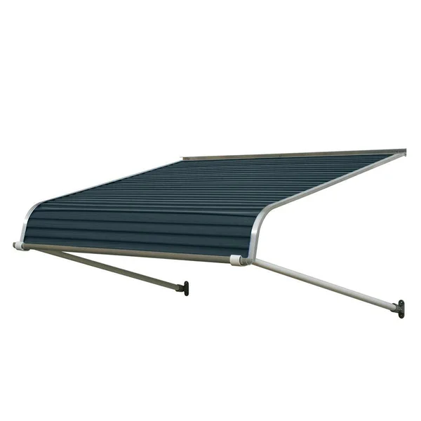 NuImage Awnings 1100 48-in Wide x 60-in Projection Bedford Blue Solid Open Slope Door Fixed Awning, K111004832