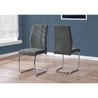 Lowa Park Upholstered Dining Chair Orren Ellis Upholstery Color: Dark Gray, Leg Color: Silver