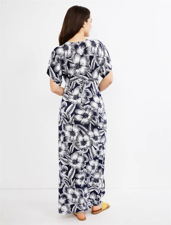 Motherhood Maternity - Tie Detail Pull Over Nursing Dress - S