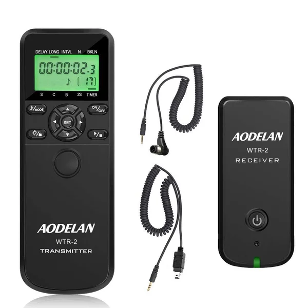 AODELAN WTR2 Wireless Shutter Release Timer Remote Control for Nikon Z6 - Z7, Coolpix P1000, D850, D810, D700, D4, D5, D4s, D3100