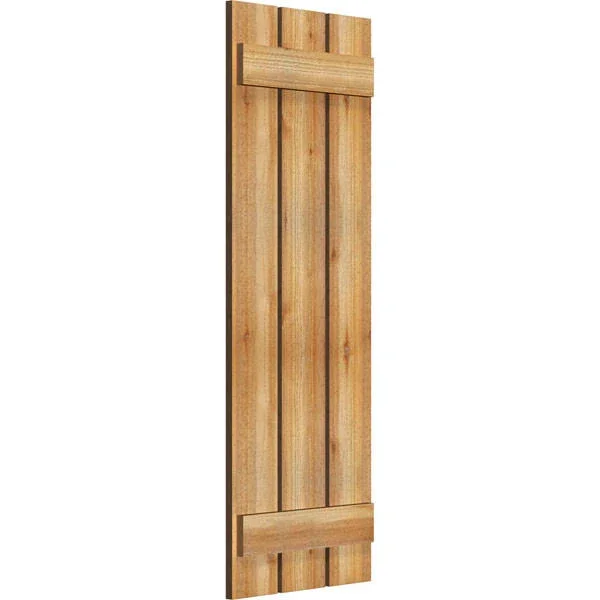 Ekena Millwork RBS06S17X049RWR 17 1/8x22W x 49x22H TimberCraft Three 5 3/8x22 Boards Spaced Board-n-Batten Shutters - Rough Sawn