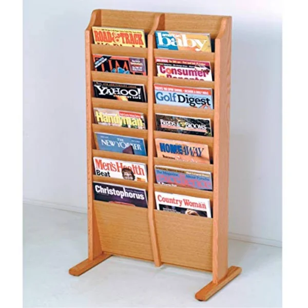 Wooden Mallet MR14-FSBH Cascade Free Standing 14 Pocket Magazine Rack - Black Mahogany & Light Oak
