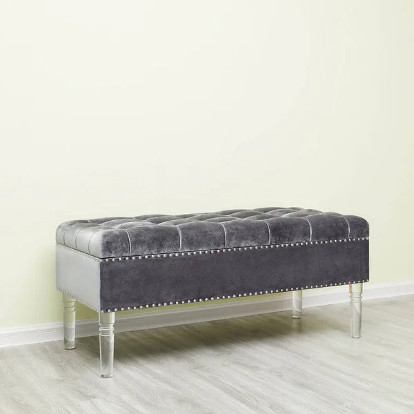 Best Quality Furniture Storage Ottoman Acrylic Legs and Nailhead Trim - Dark Grey - Large