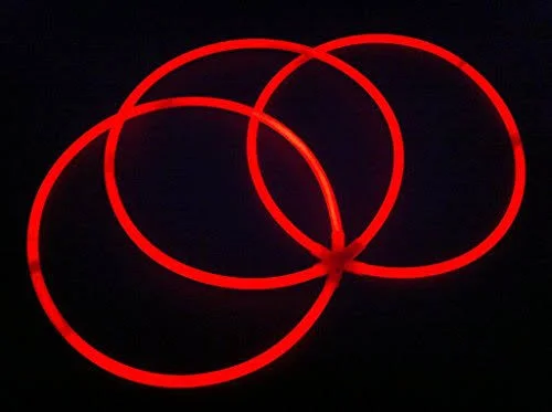 Glow Sticks Bulk Wholesale Necklaces, 100 22x22 Glow Stick Necklaces Red +100 Free Glow Bracelets