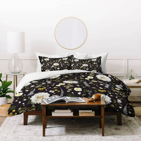 Twin Extra Long Iveta Abolina Duvet Cover & Sham Set Black - Deny Designs