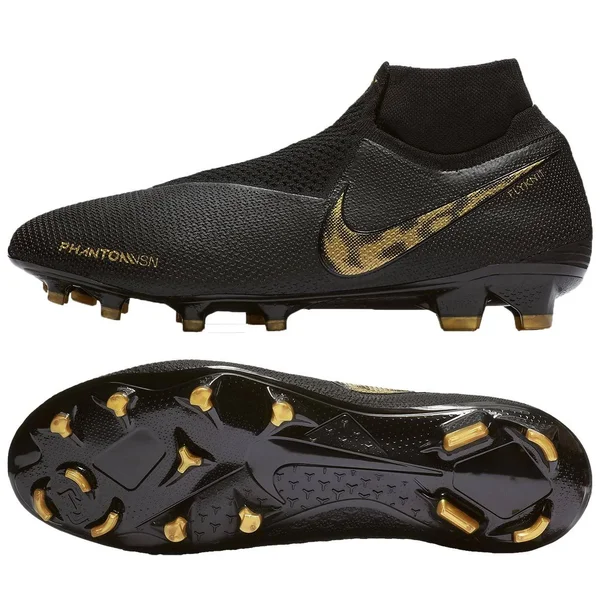 Nike Phantom Vision Elite DF FG Soccer Cleats Black-Gold - 9