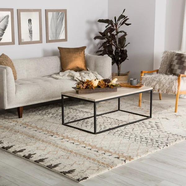 Zagora Hand-Knotted Geometric Area Rug - 5& x 8& - Cream/Brown