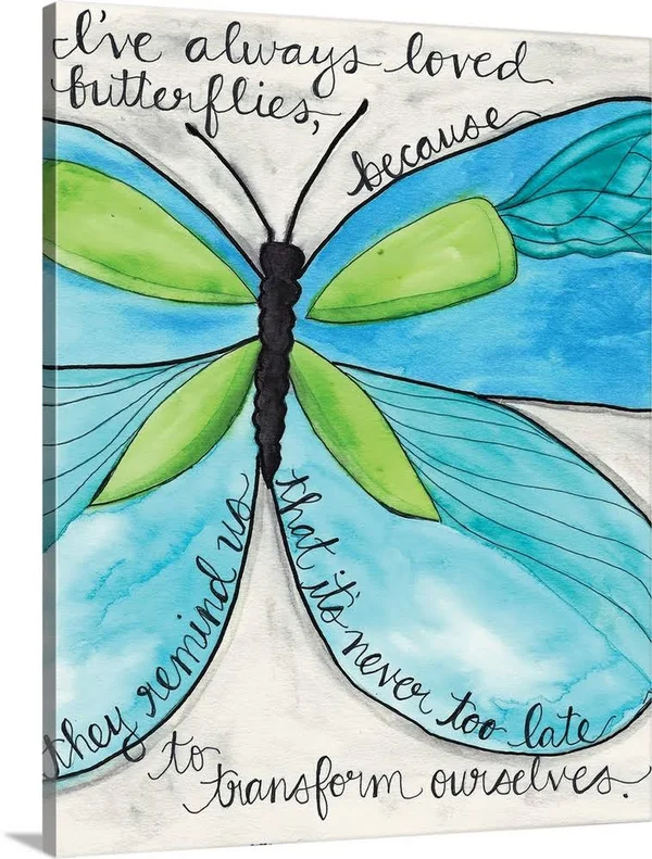 Turquoise Butterfly - Canvas Wall Art, 16x20, Great Big Canvas