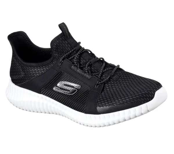 Skechers Men's Elite Flex Bungee Lace Shoe - Black/White